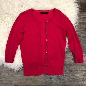 The Limited Pink Three Quarter Length Sleeve Button Down Cardigan Size XS